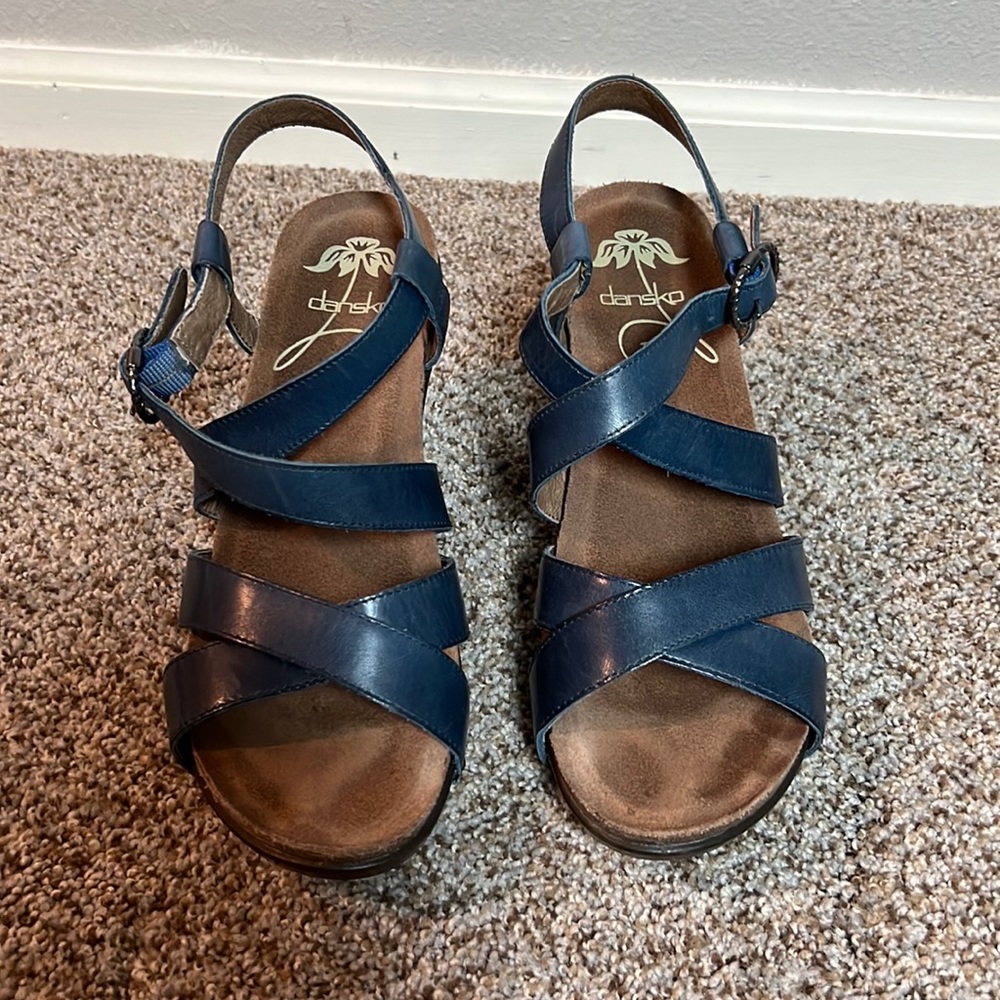 Dansko navy blue wedges size 39